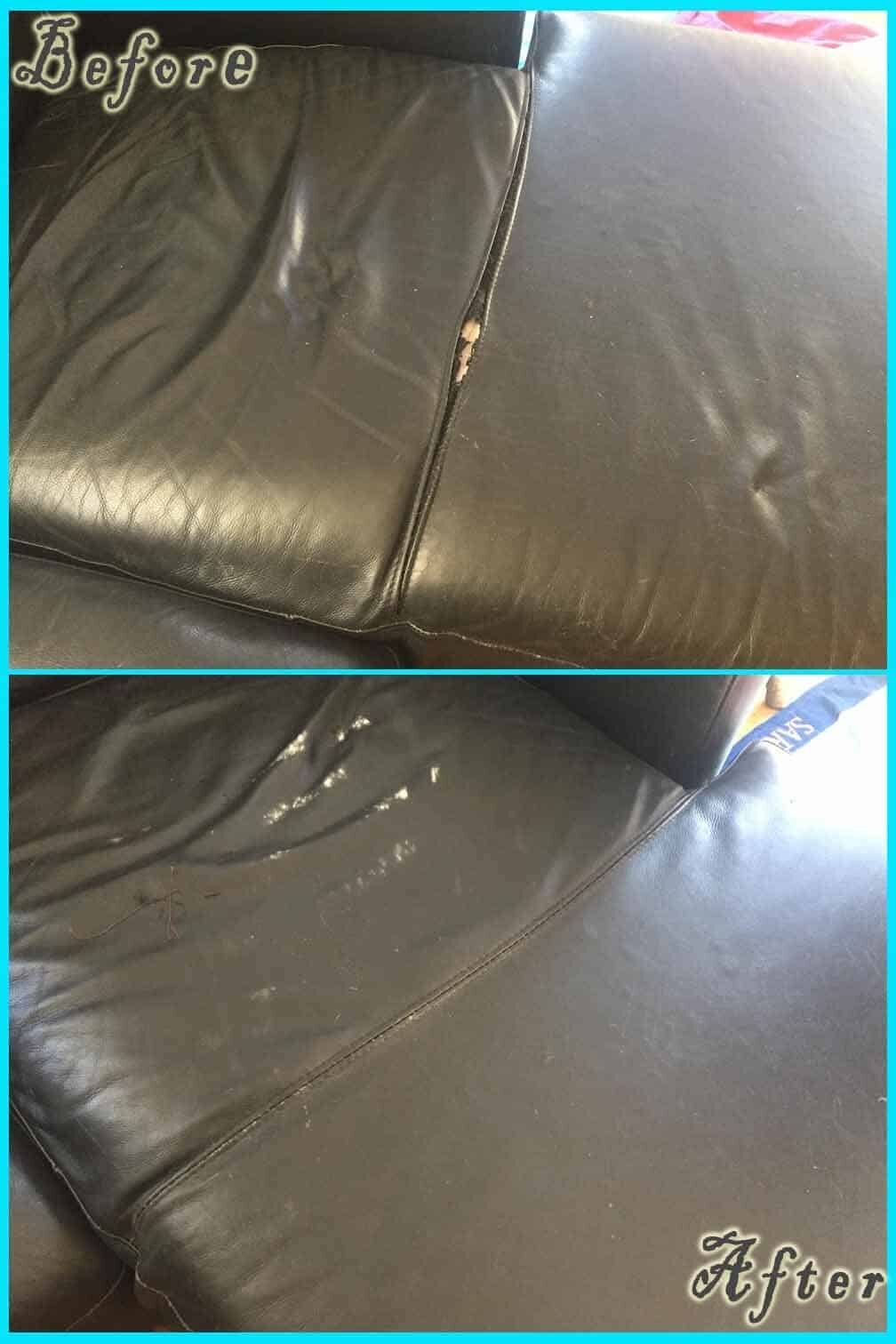 Leather Repair before and after — Best Furniture Services