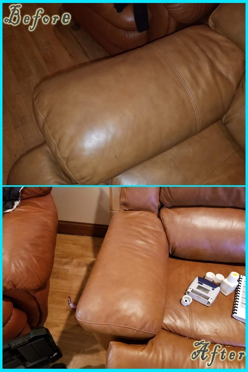 Leather Repair before and after — Best Furniture Services