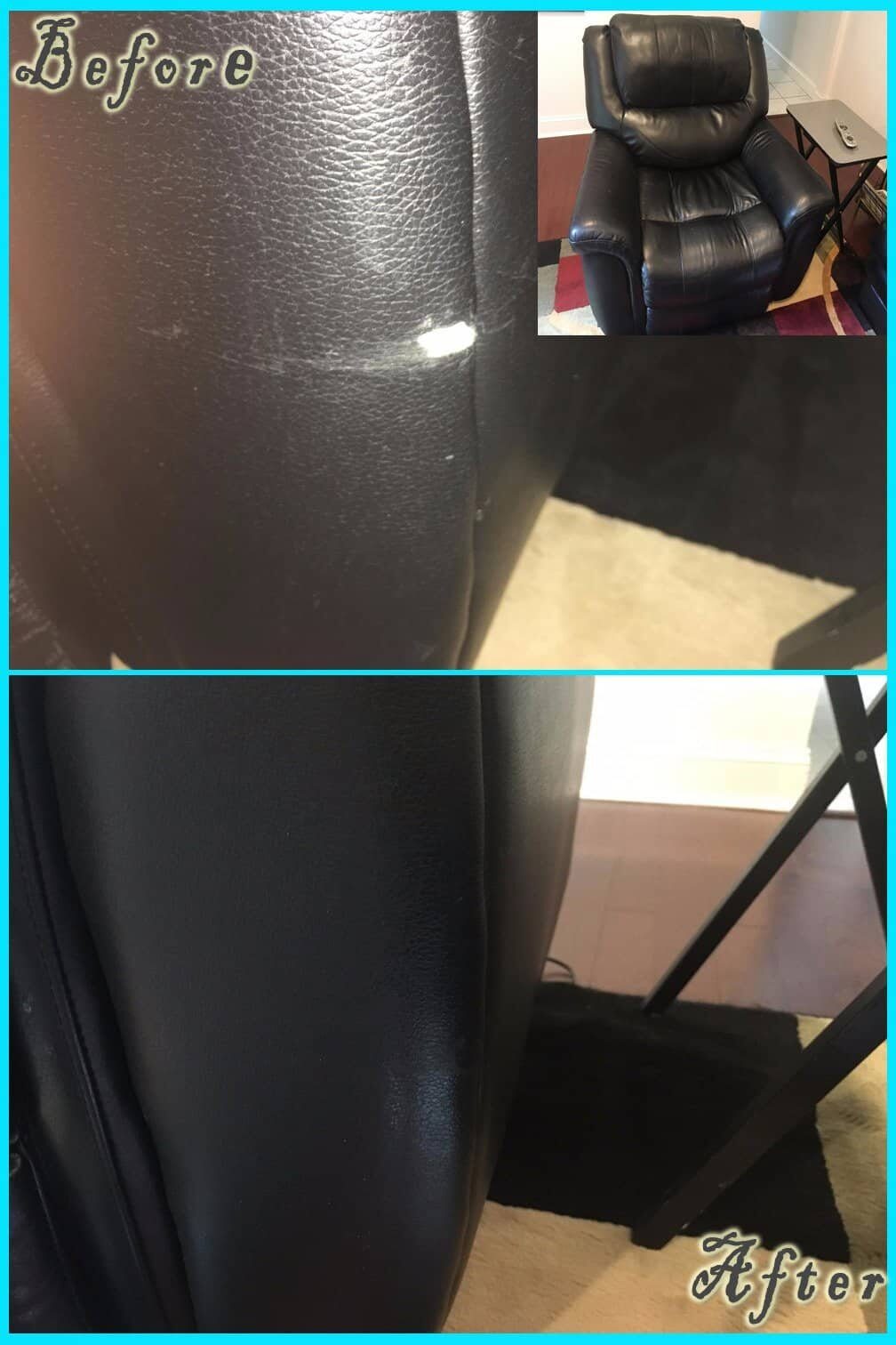 Leather Repair before and after — Best Furniture Services