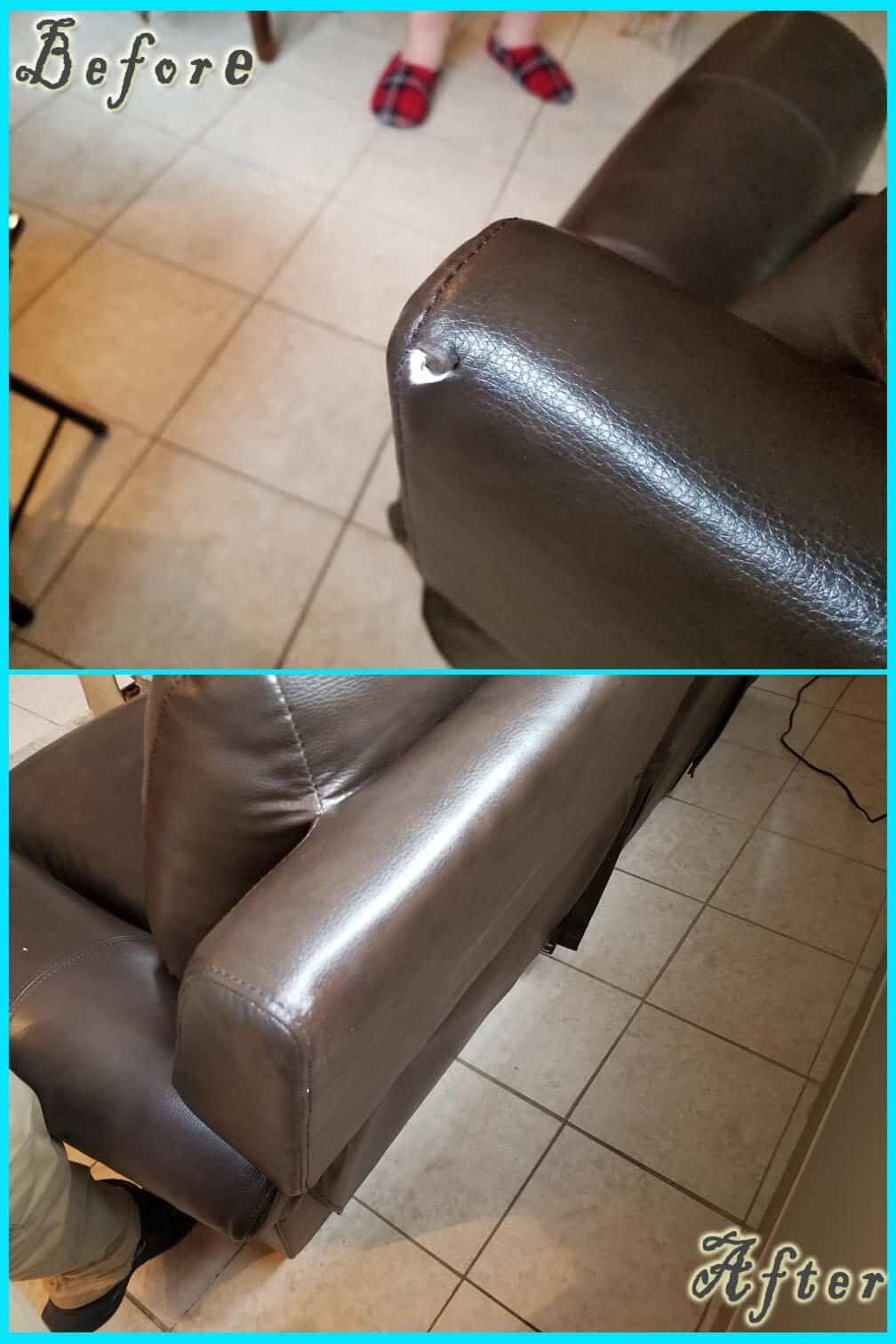 Leather Repair before and after — Best Furniture Services