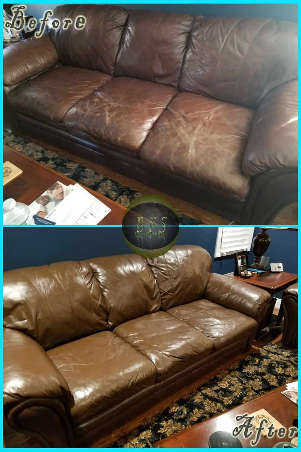 Leather Repair before and after — Best Furniture Services
