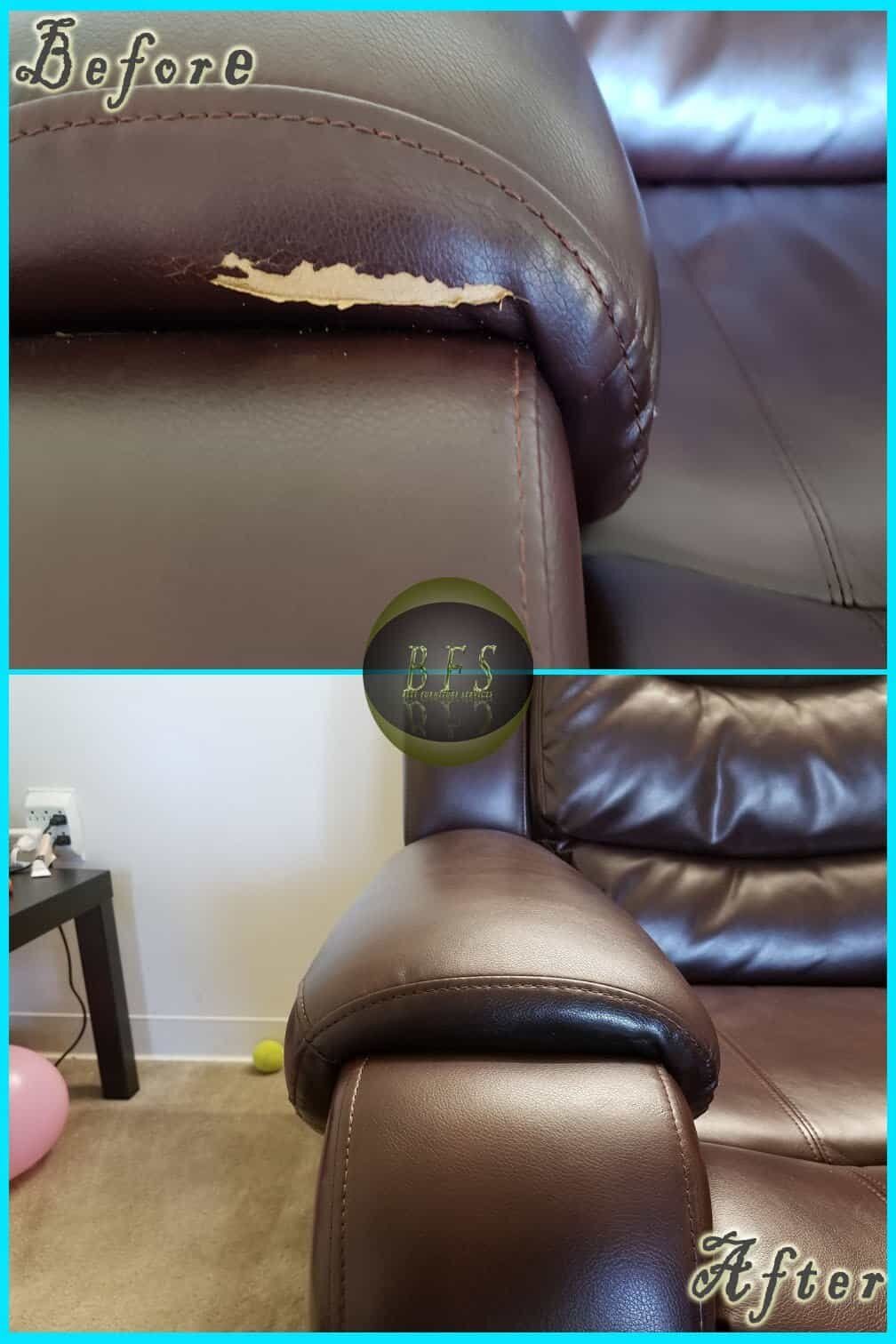 Leather Repair before and after — Best Furniture Services