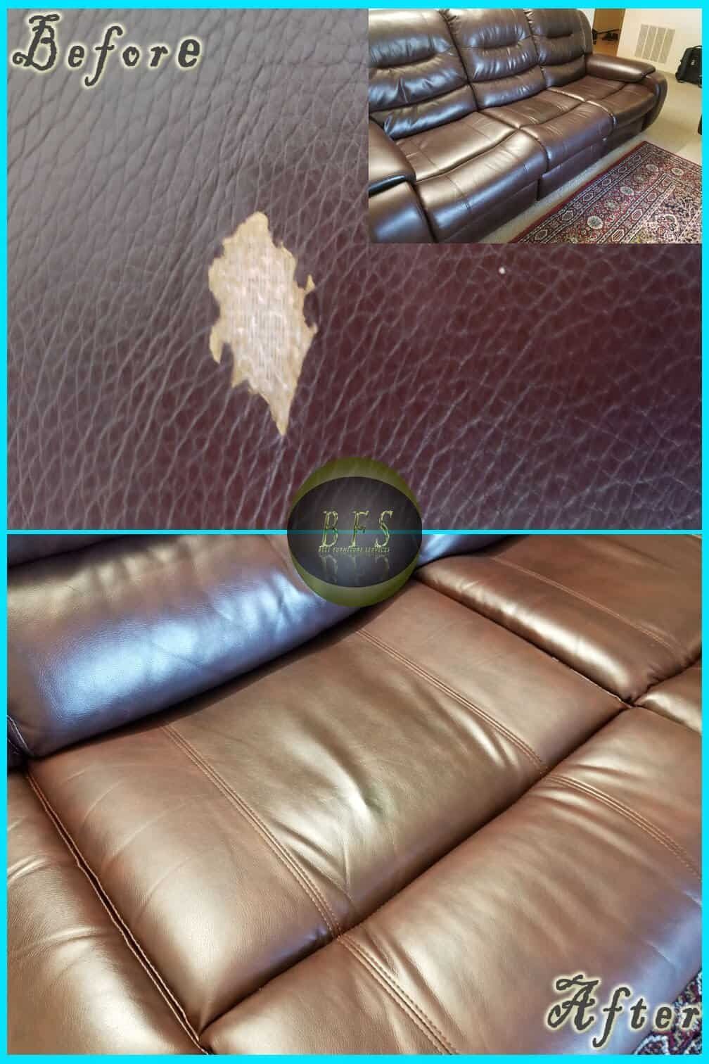 Leather Repair before and after — Best Furniture Services