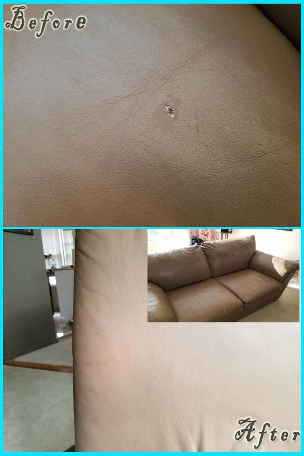Leather Repair before and after — Best Furniture Services