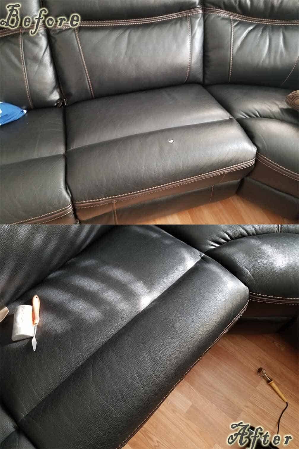 Leather Repair before and after — Best Furniture Services