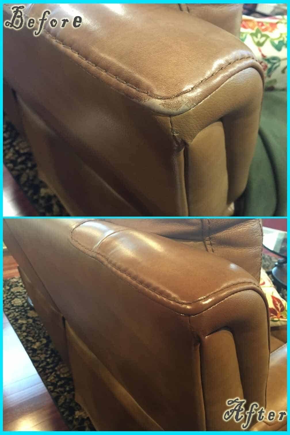 Leather Repair before and after — Best Furniture Services